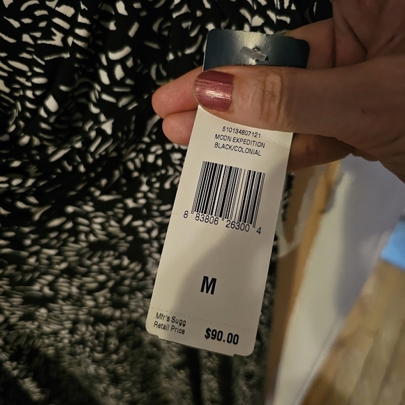 Chaps Woman’s Black/White Faux Criss Cross Wrap Front Dress Size M NEW With Tags - Picture 3 of 4